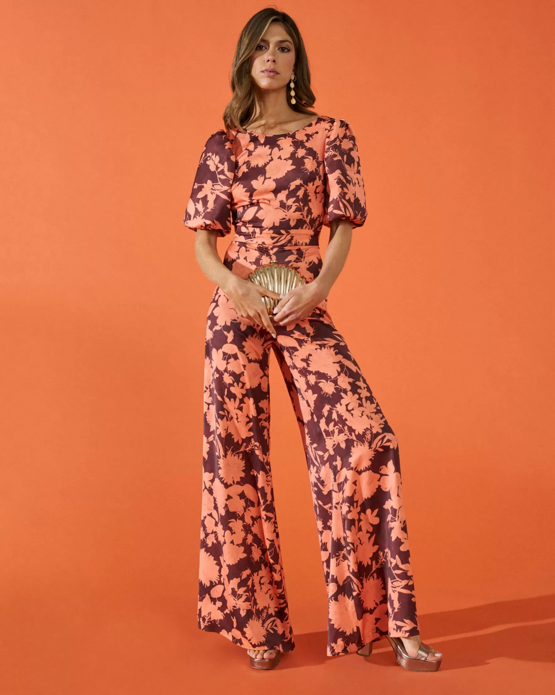 Miphai Mono Sol Estampado Floral Naranja Cheap