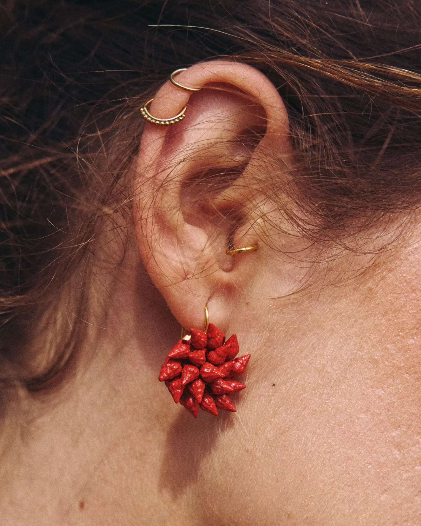 Miphai Pendientes Cíes Flor Rojo Discount