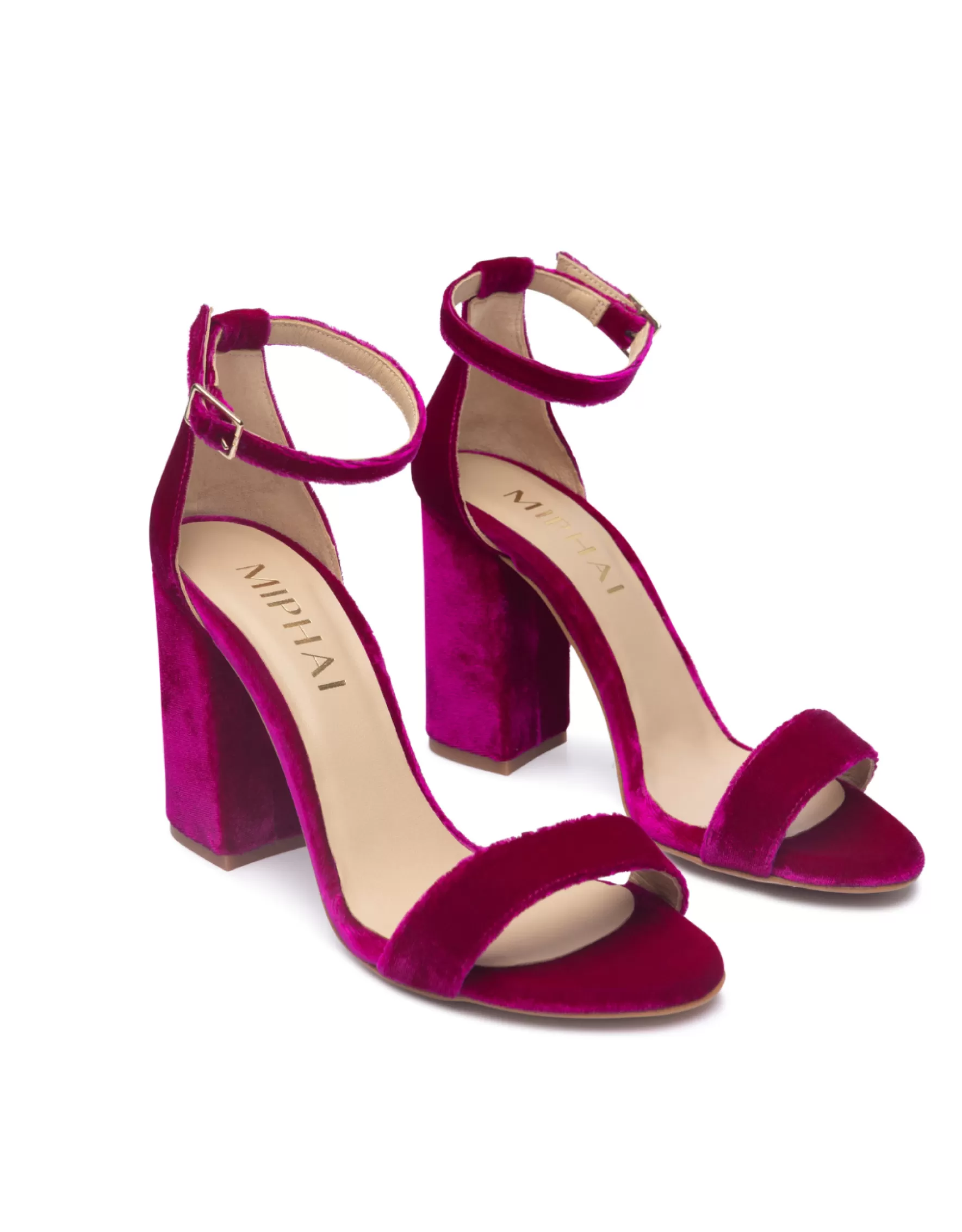 Miphai Sandalias Garbo de terciopelo fucsia Online