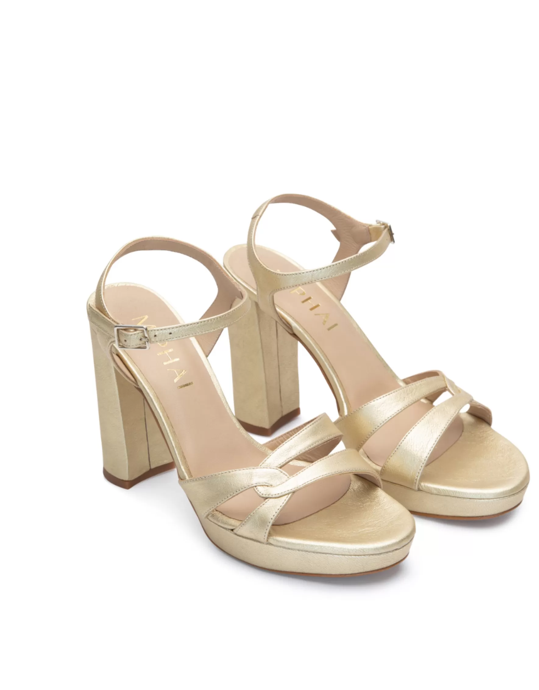 Miphai Sandalias Lauren de cuero Dorada Online