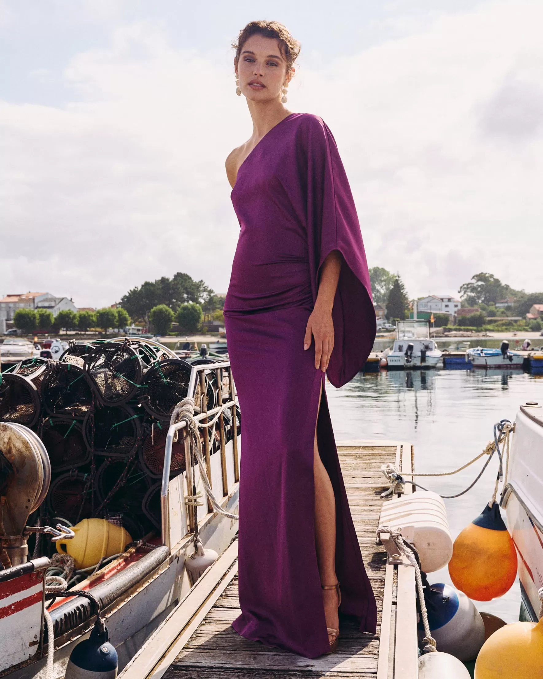 Miphai Vestido Largo Olalla Berenjena Cheap