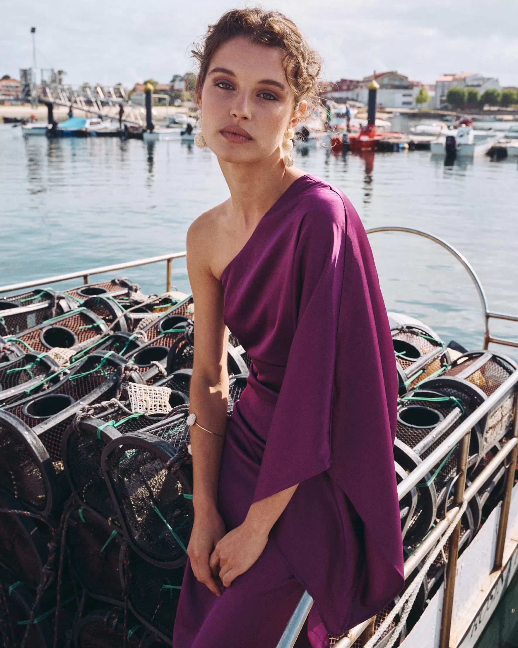 Miphai Vestido Largo Olalla Berenjena Cheap