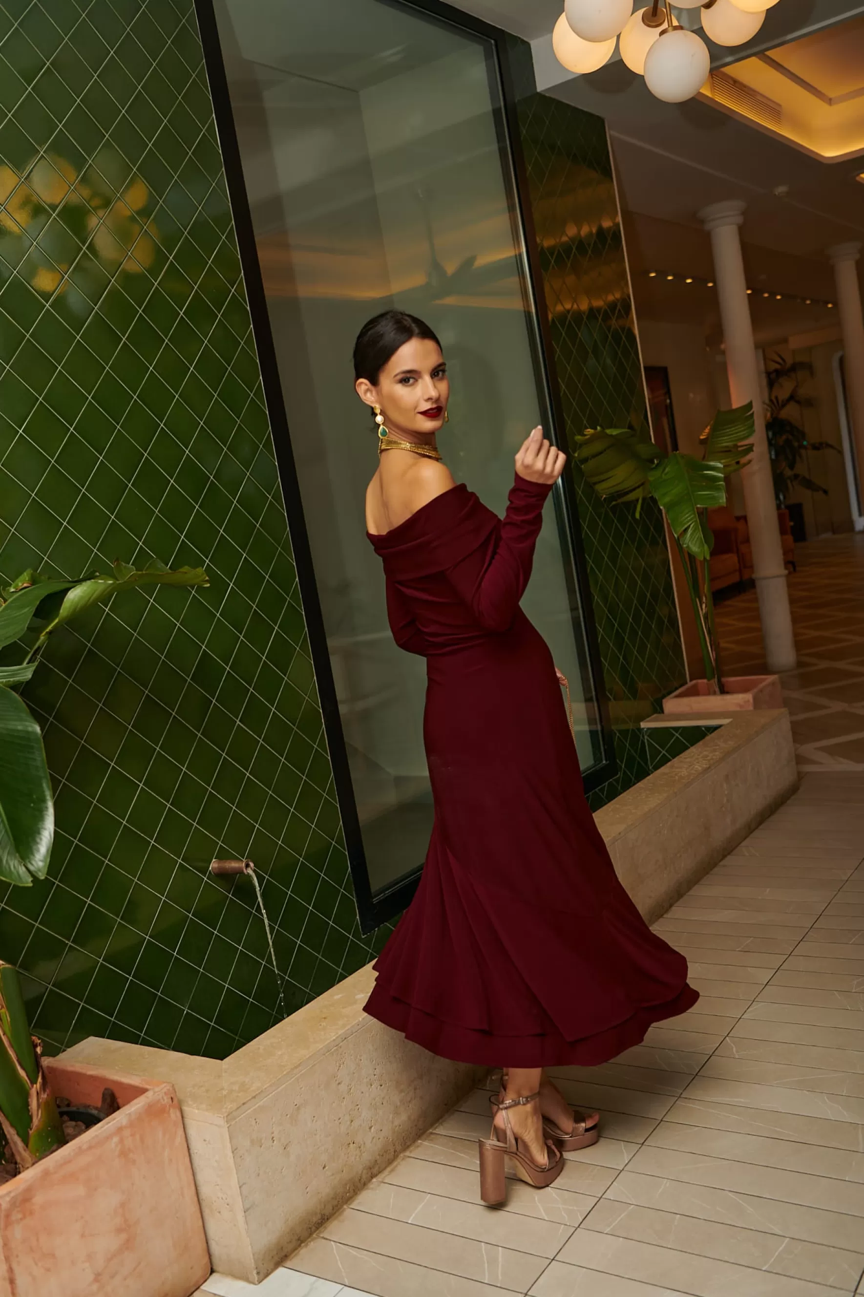 Miphai Vestido Martini Berenjena Flash Sale