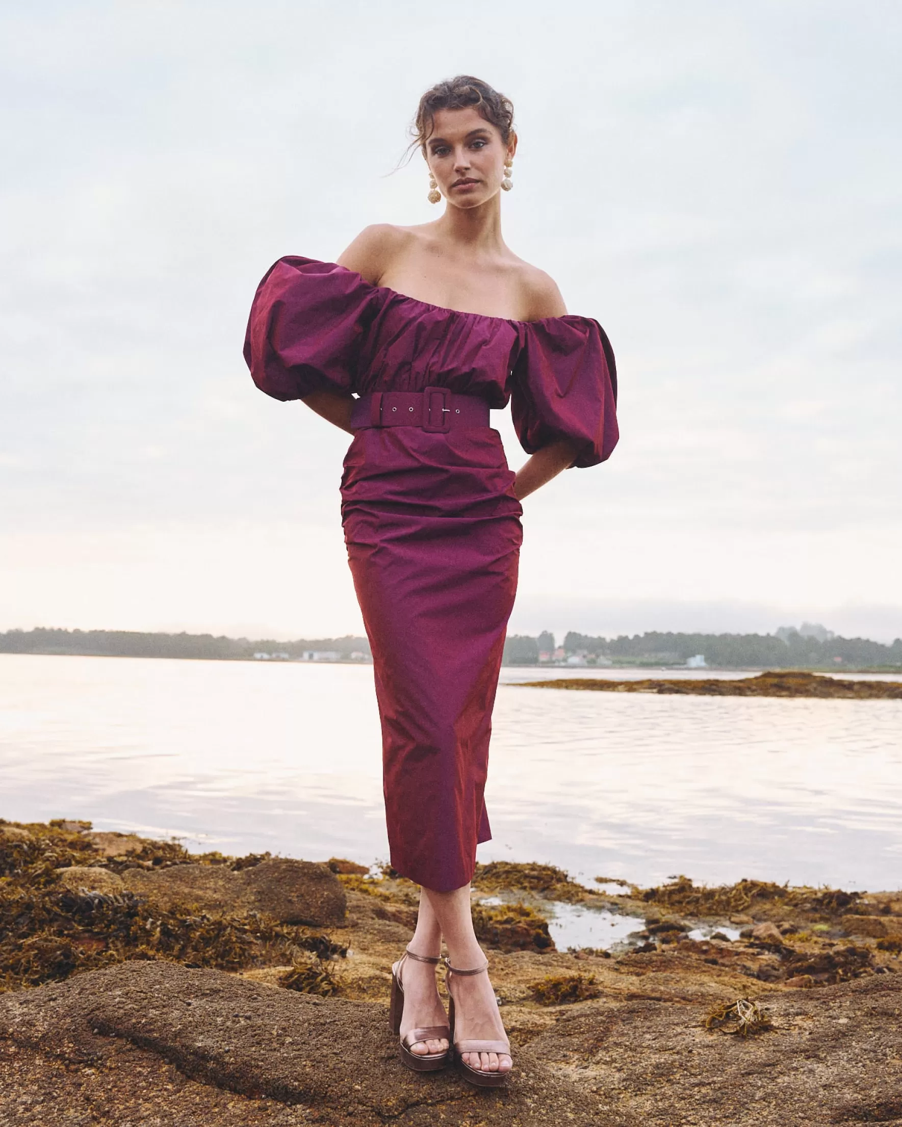 Miphai Vestido Midi Sabela Berenjena Discount