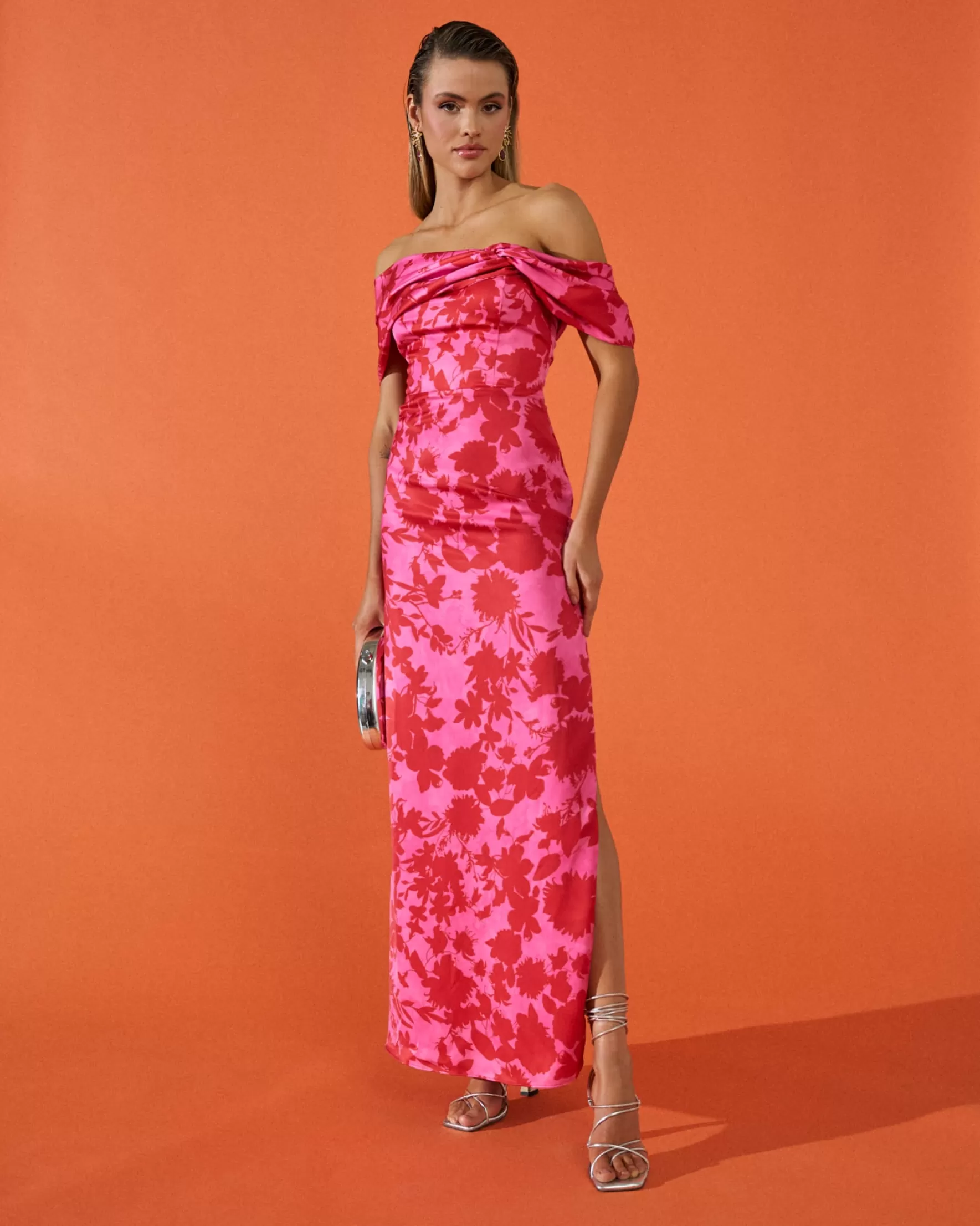 Miphai Vestido Oriana Estampado Floral Rosa Cheap