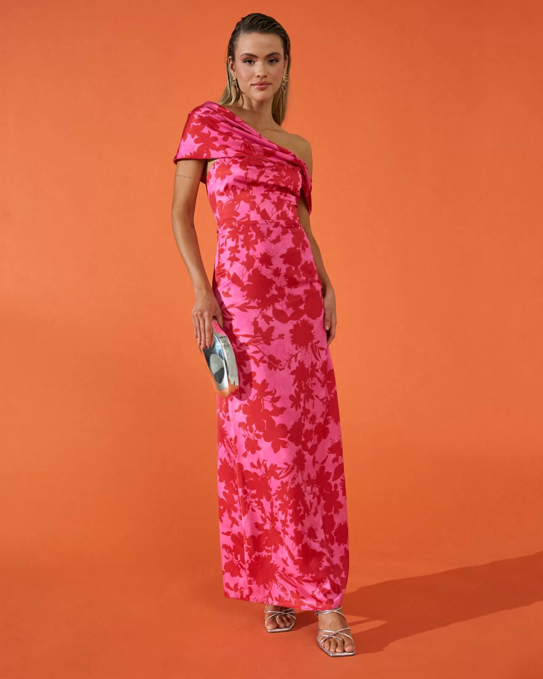 Miphai Vestido Oriana Estampado Floral Rosa Cheap
