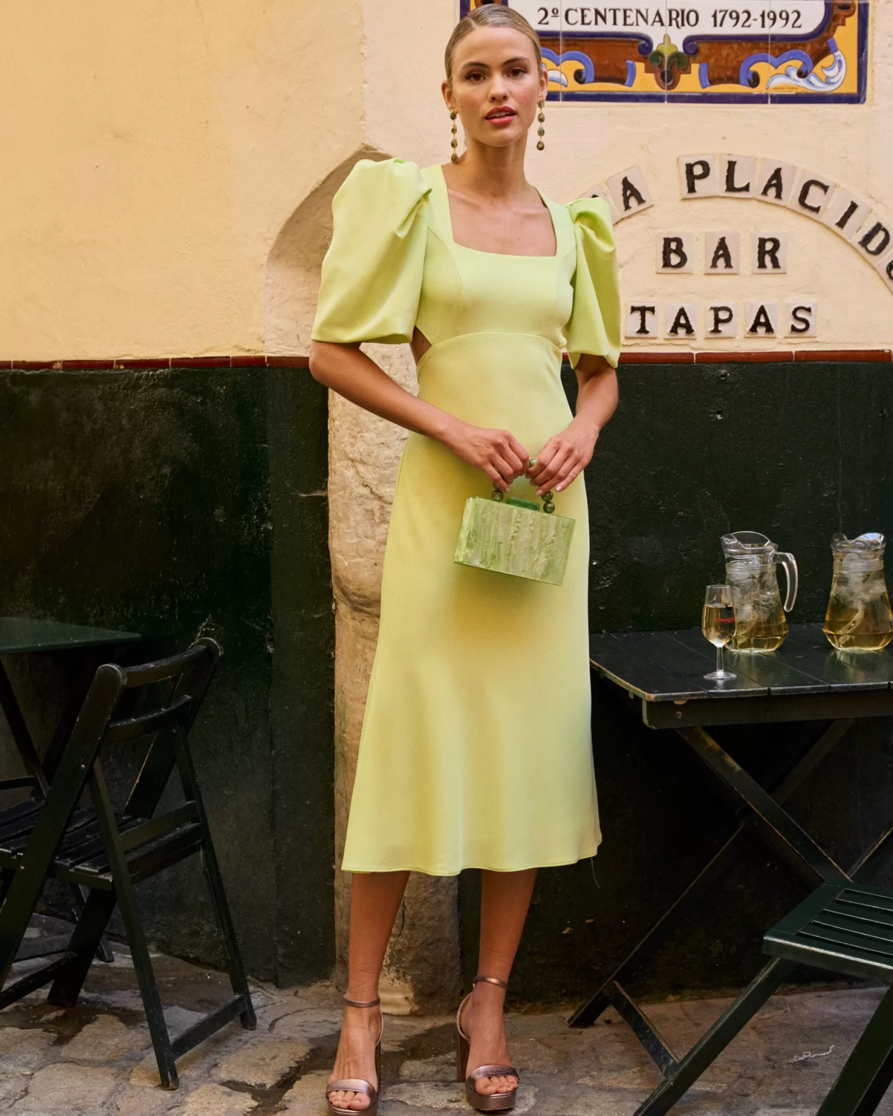 Miphai Vestido Pipa Verde Lima Outlet