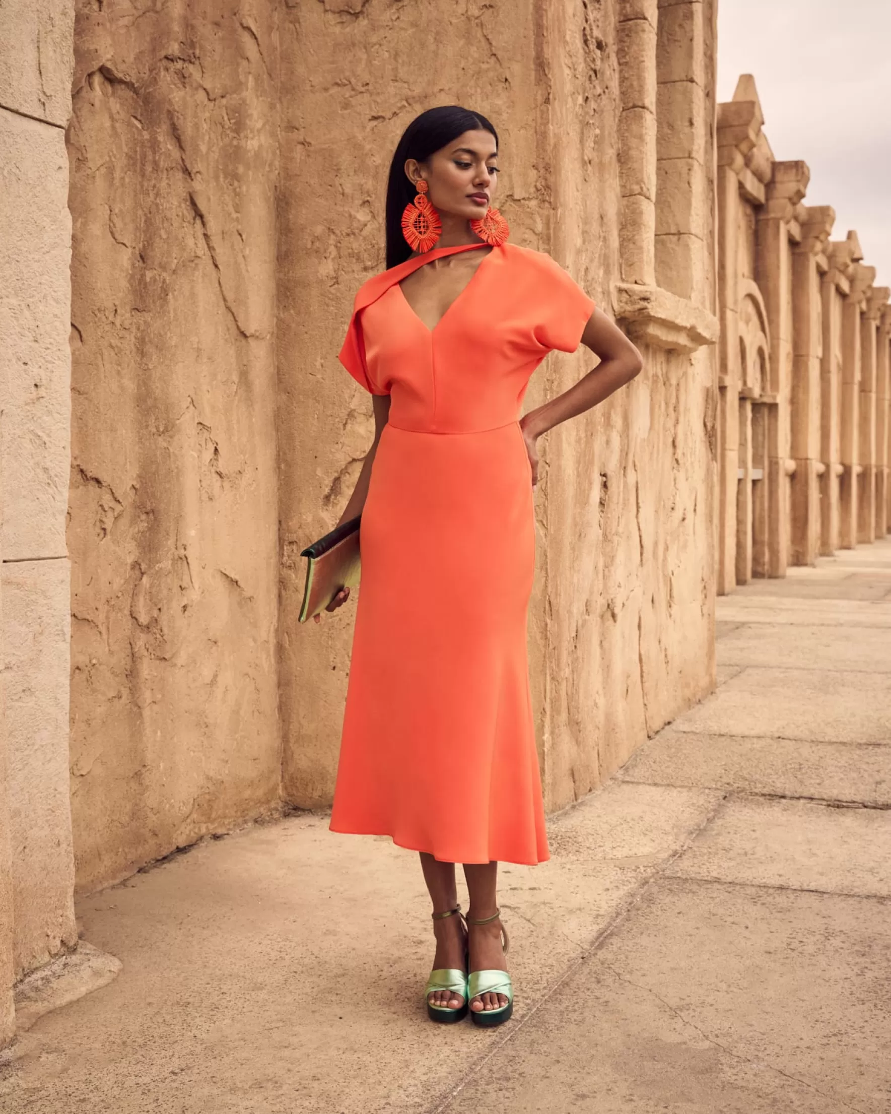 Miphai Vestido Romina Naranja Online
