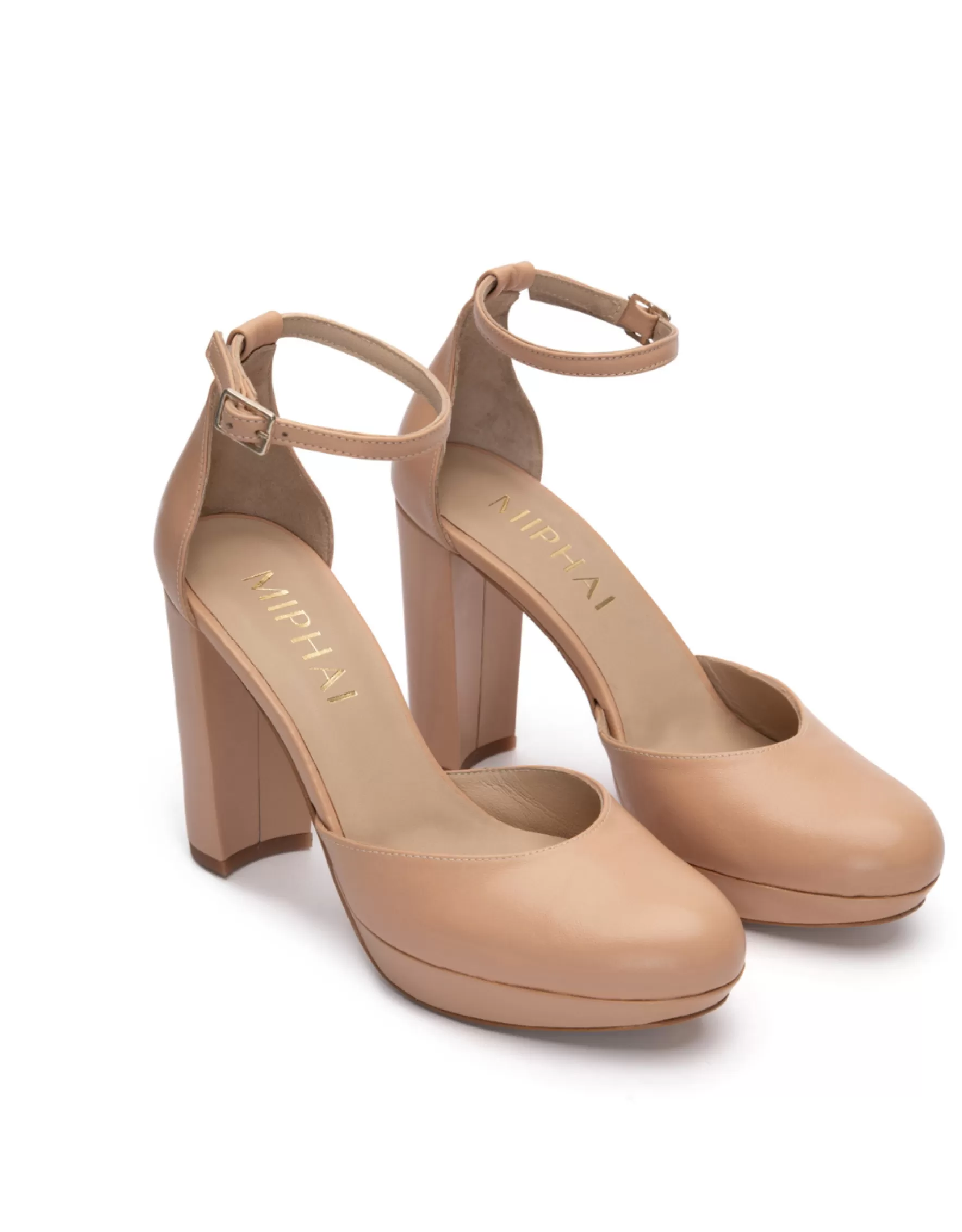 Miphai Zapatos de tacón Grace de piel Nude Shop
